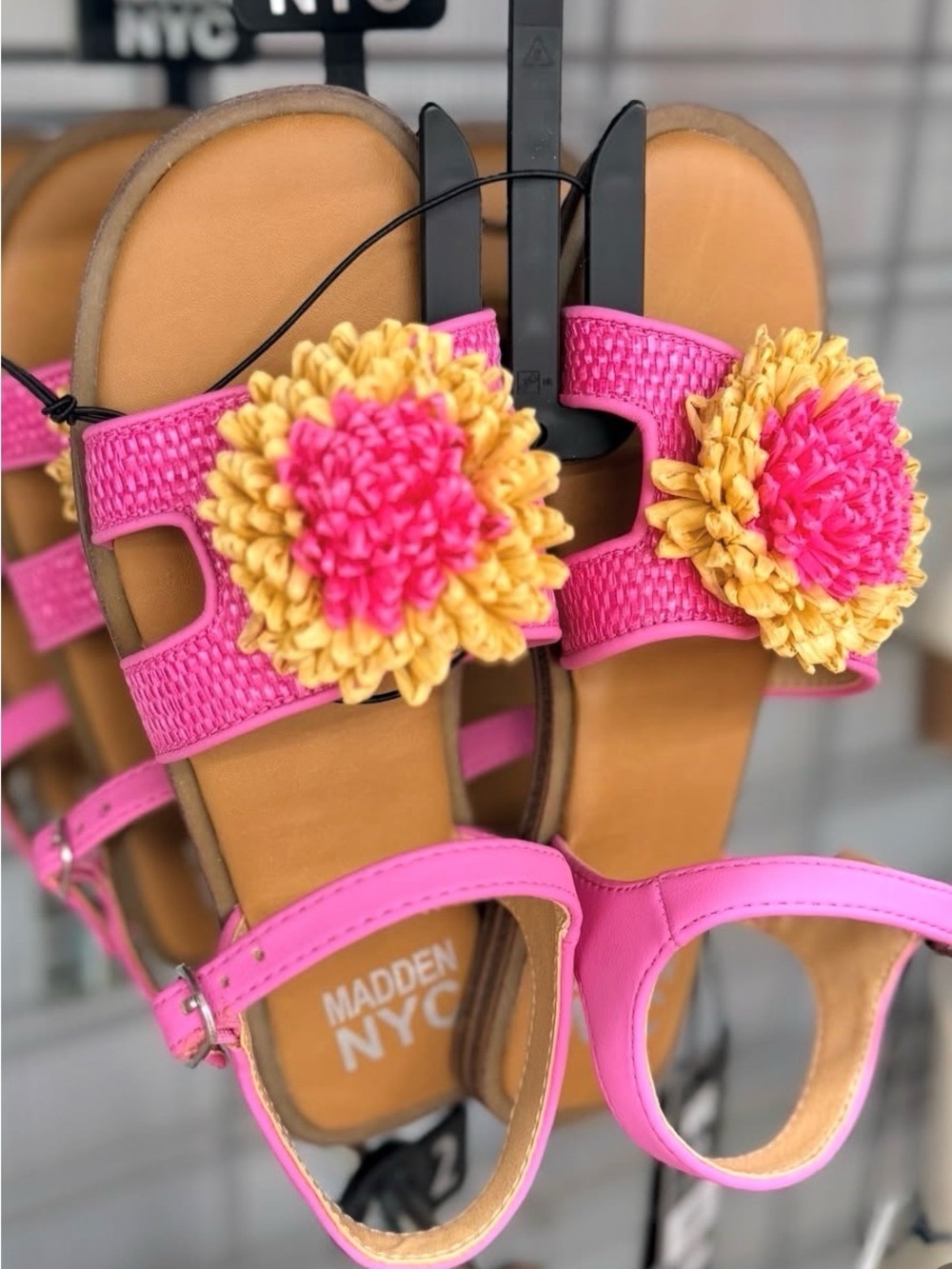 Madden Girl Pink and Gold Floral Strap Kids Sandals - Picture 2 of 3